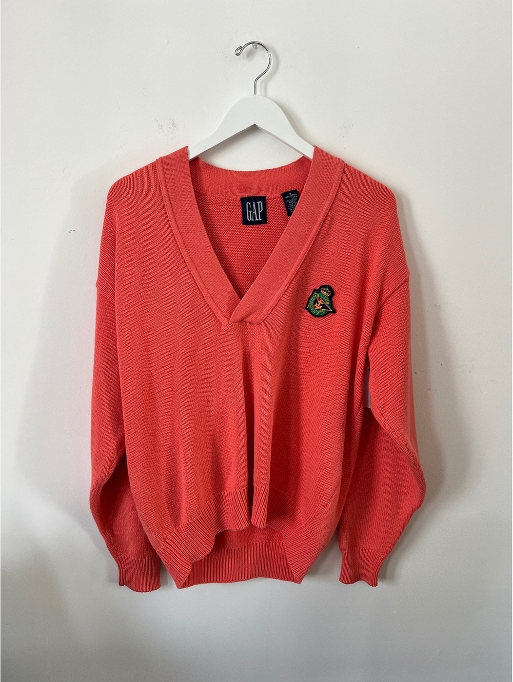 GAP Coral Knit Sweater With Crest Patch